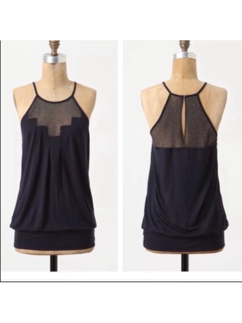 Deletta Navy Gold Mesh Tank